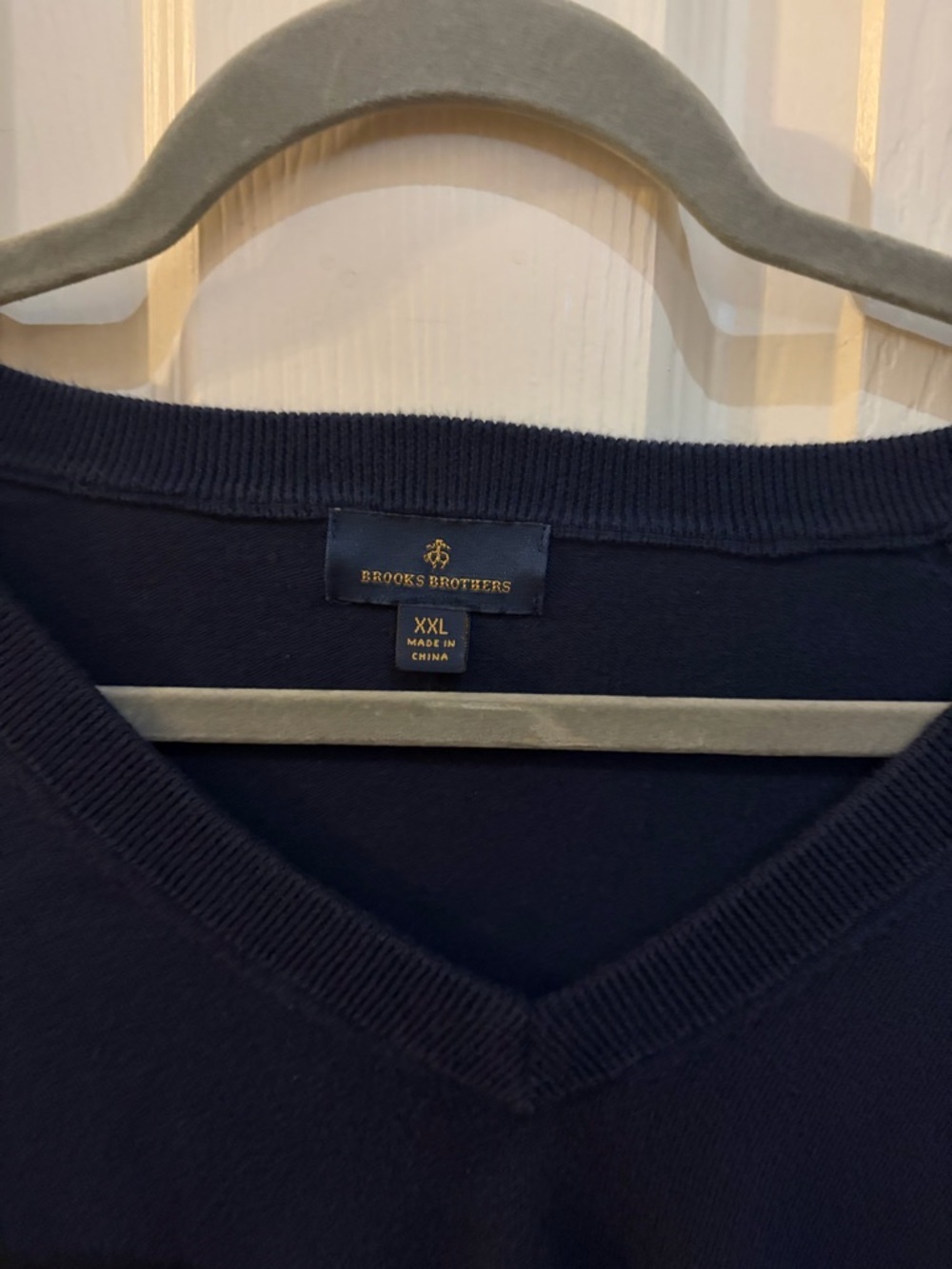 Brooks Brothers Navy Supima Cotton  V-Neck Sweater XXL Preppy Luxury Basic - Picture 3 of 7